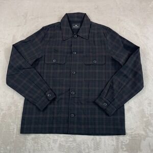 Paul Smith Shirt Jacket‎ Shacket Men Large Black Brown Plaid 100% Wool Designer
